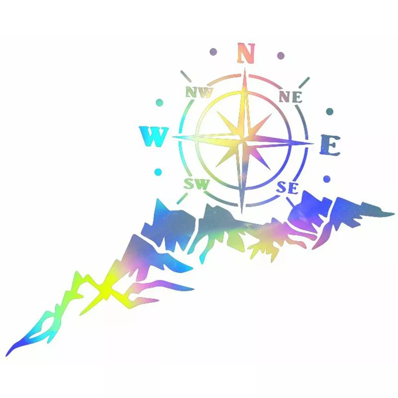 1 Uds pegatina para coche montañas brújula navegar estilo colorido coche camión pegatina Auto moda decoración 25
