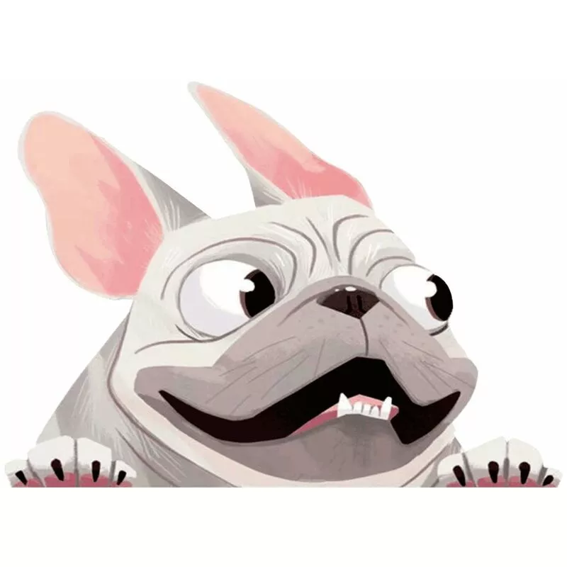 1 Uds perro coche pegatina cara divertida orejas grandes y ojos Pug perro pegatina para coche ventana trasera pared puerta portátil 8