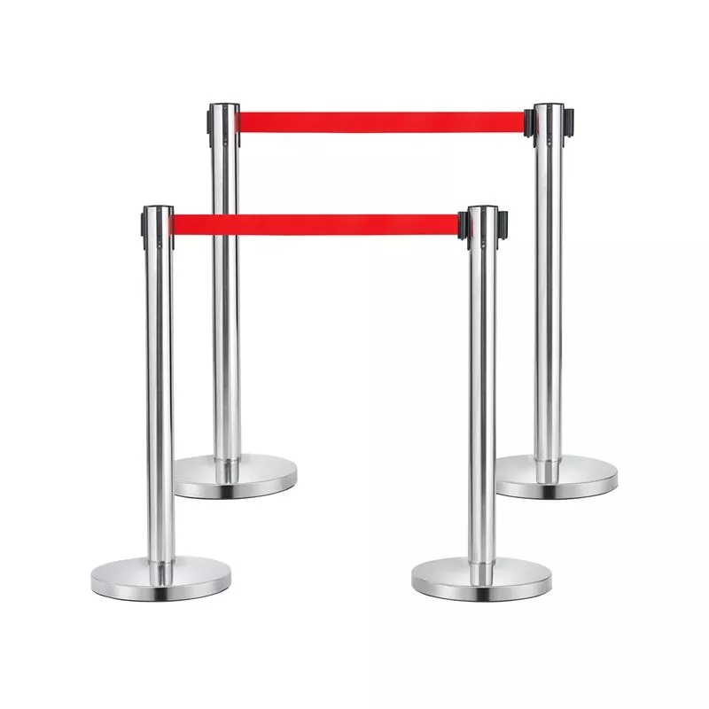 4 x Postes Separadores de Fila con Cinta Retráctil Extensible Postes Metálicos Unifila Cinta Separadora Cordón Separador 200 cm para Espectáculos barato