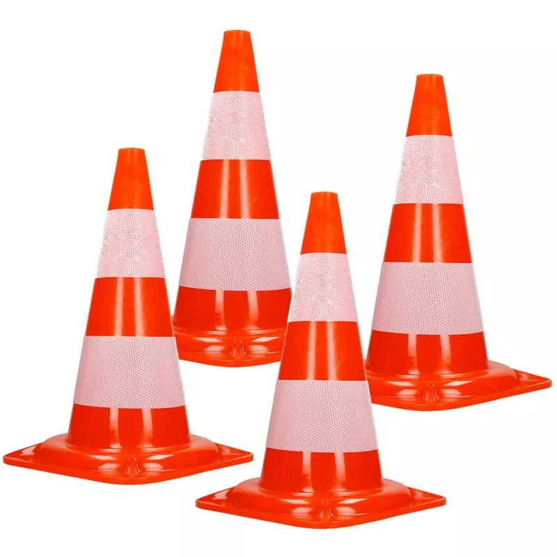 4x Conos de tráfico reflectantes naranja seguridad vial pilón aprox. 50 cm PVC barato
