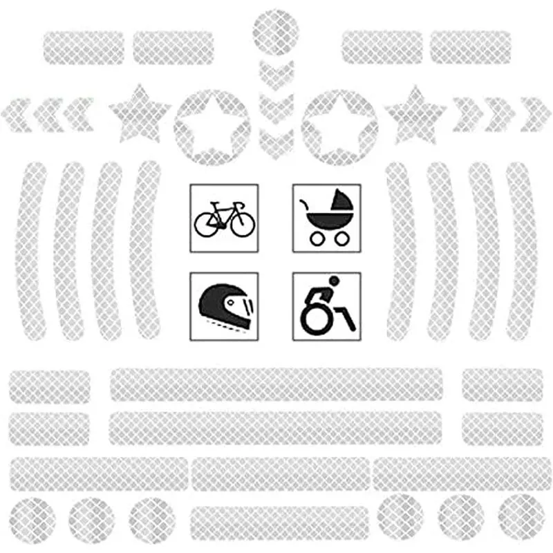 Adhesivo Reflectante Juego De Láminas Reflectantes Autoadhesivas De 42 Piezas Para El Marcado De Seguridad De Cochecitos, Bicicletas, Cascos Con En Oferta Adhesivo Reflectante Juego De Láminas Reflectantes Autoadhesivas De 42 Piezas Para El Marcado De Seguridad De Cochecitos