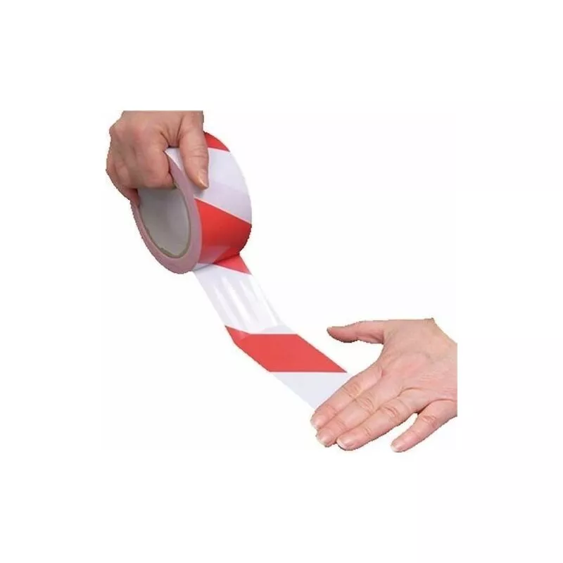 BANDA ADHESIVA PARA PAVIMENTO ROJA Y BLANCA RSA335RB -33M 758136869 - Metalworks barato