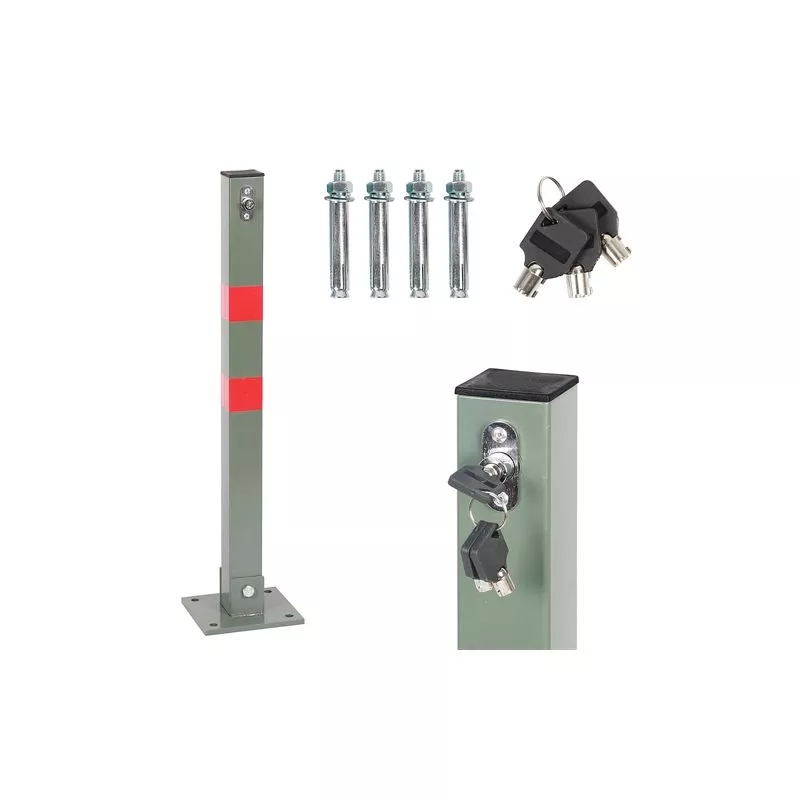 Barra de parking Plegable Poste de parking Barrera para bloquear 65CM bloqueo Barrera aparcamiento Plateado Gris Bloqueador de aparcamiento barato