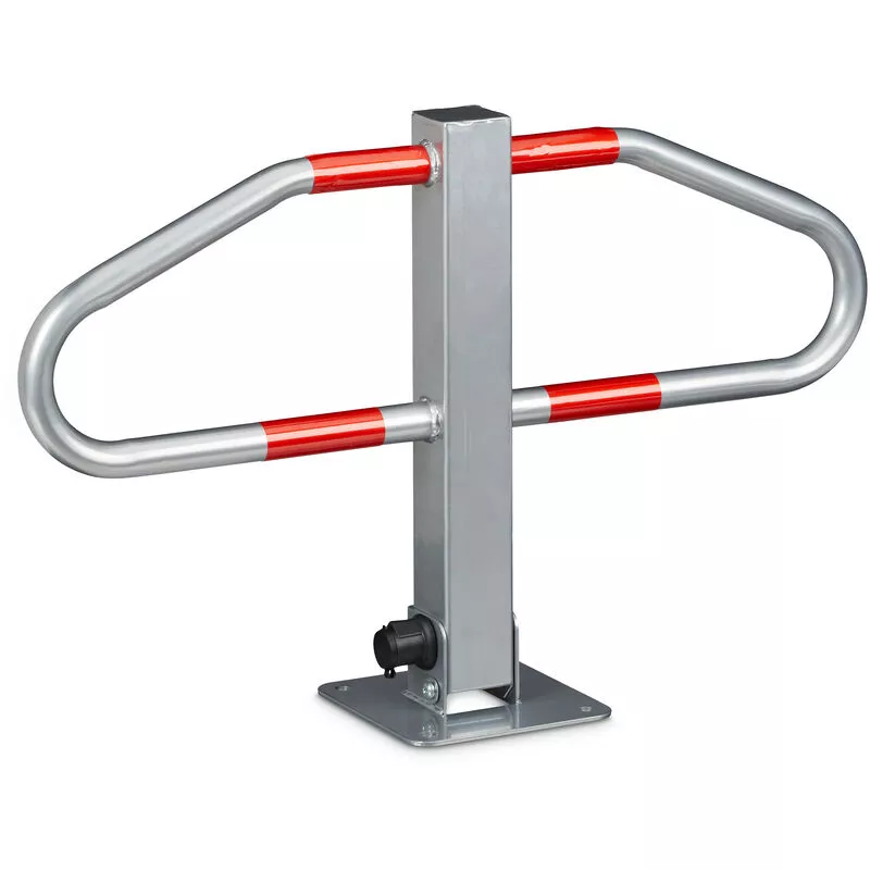 Barrera Parking, Abatible, Reflectantes, Bolardo Aparcamiento, Candado, Guarda Plazas, 47X70X18 Cm, Plateado - Relaxdays En Oferta Barrera Parking