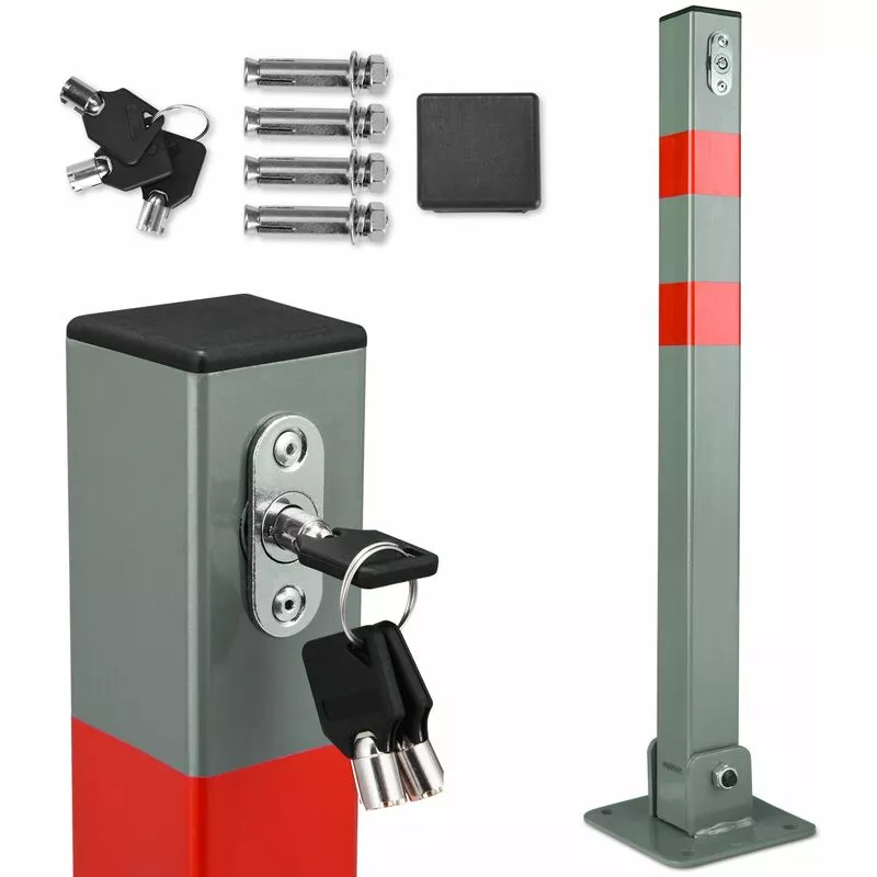 Barrera De Aparcamiento Acero Con 3 Llaves Poste Abatible Bloqueo Para Garaje Estacionamiento 1X - Monzana En Oferta Barrera De Aparcamiento Acero Con 3 Llaves Poste Abatible Bloqueo Para Garaje Estacionamiento 1X - Monzana Barato