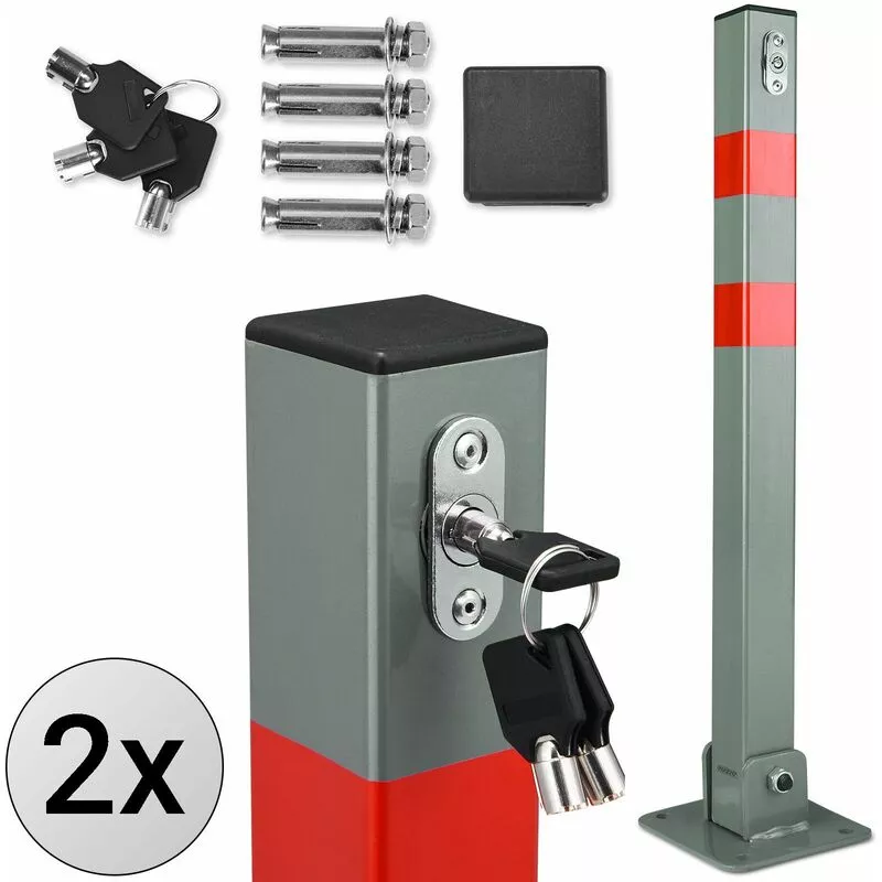 Barrera De Aparcamiento Acero Con 3 Llaves Poste Abatible Bloqueo Para Garaje Estacionamiento 2X - Monzana En Oferta Barrera De Aparcamiento Acero Con 3 Llaves Poste Abatible Bloqueo Para Garaje Estacionamiento 2X - Monzana Barato