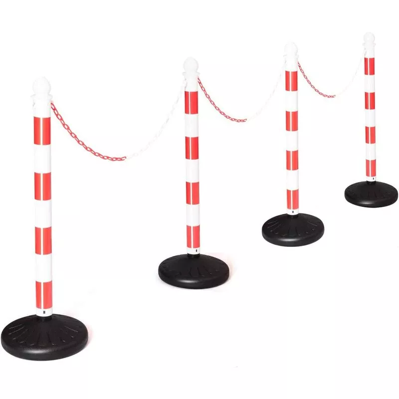Barreras Poste de Aparcamiento de Plástico con 3 Cadenas Poste de Barrera Multipropósito para Lugar Público Interior y Exterior barato