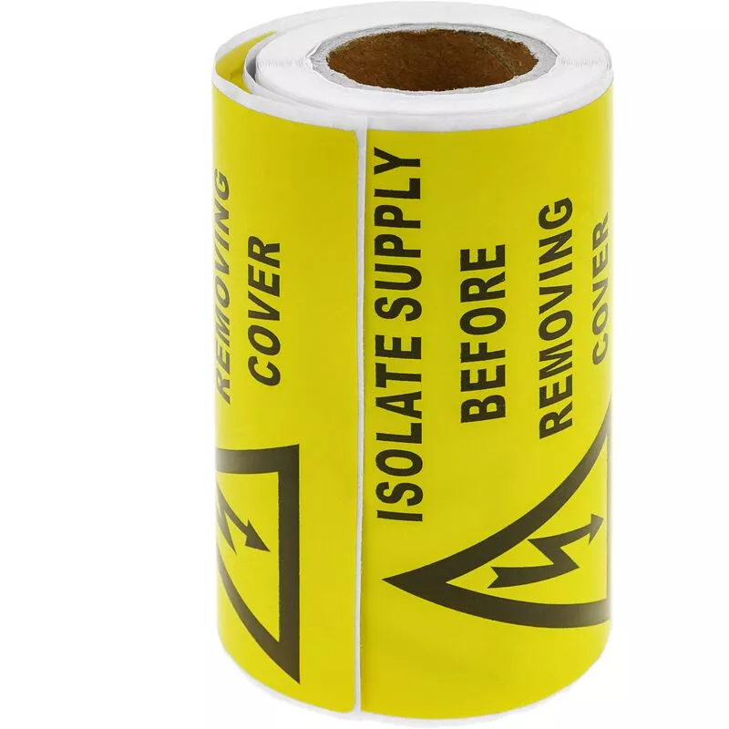 Bematik - Rollo bobina de 100 etiquetas adhesivas para advertencia de riesgo eléctrico 75x50mm barato