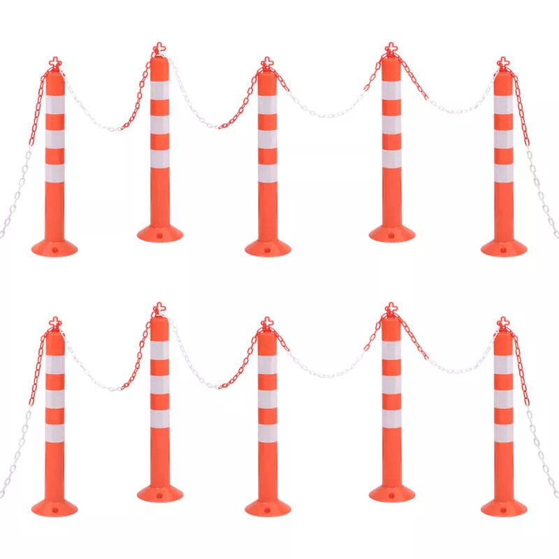 Bolardos de control de tráfico 10 uds con cadena PE 75 cm barato