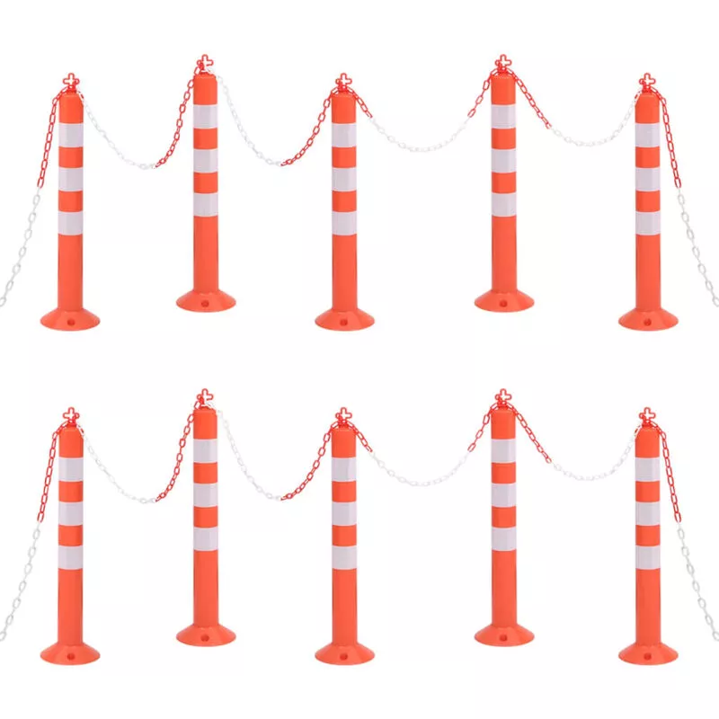 Bolardos de control de tráfico 10 uds con cadena PE 75 cm barato