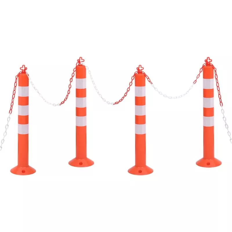 Bolardos De Control De Tráfico 4 Uds Con Cadena Pe 75 Cm En Oferta Bolardos De Control De Tráfico 4 Uds Con Cadena Pe 75 Cm Barato