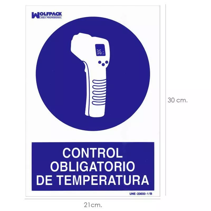 Cartel de control obligatorio de la temperatura 30x21 cm. barato