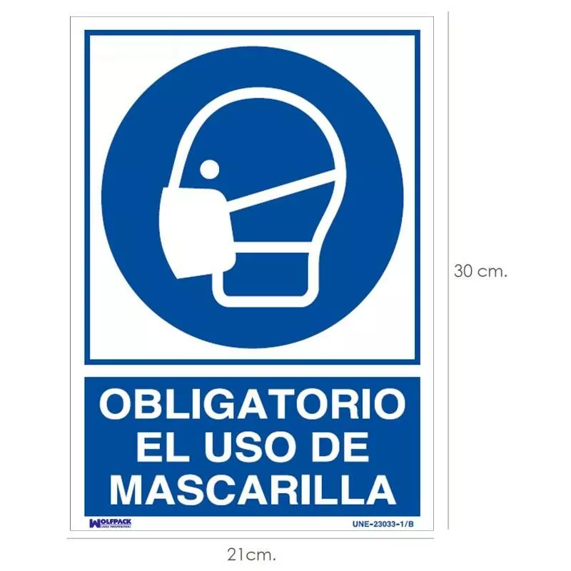 Cartel obligatorio el uso de mascarilla 30x21 cm. barato
