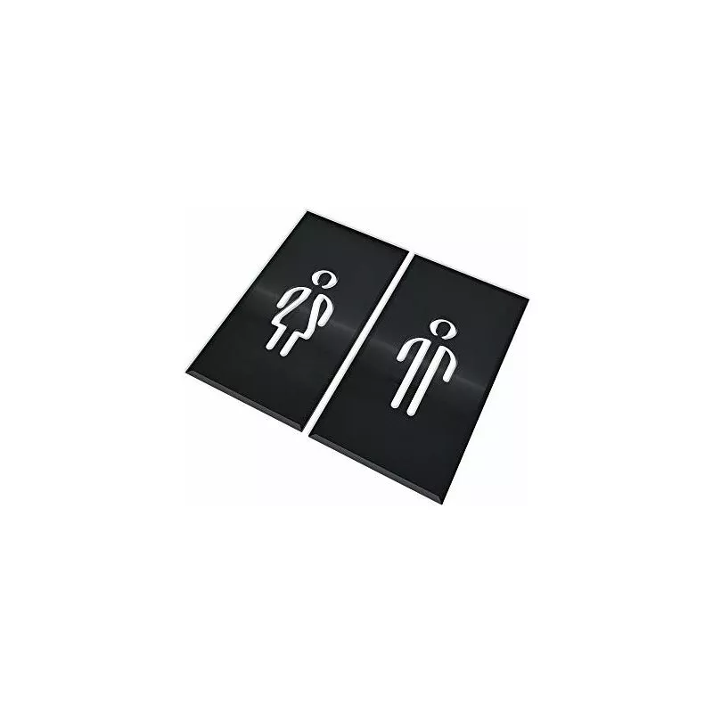 Cartel para Baño | Hombre + Mujer | Color Negro | 180 x 100 mm barato