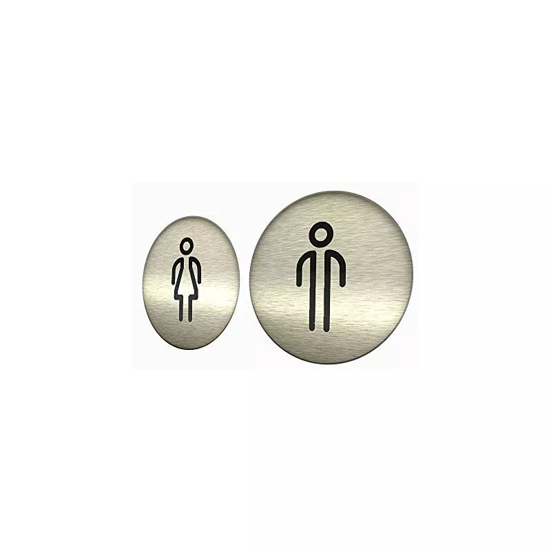 Cartel para baño | Hombre + Mujer | Color plateado | Adhesivo | 100 mm barato