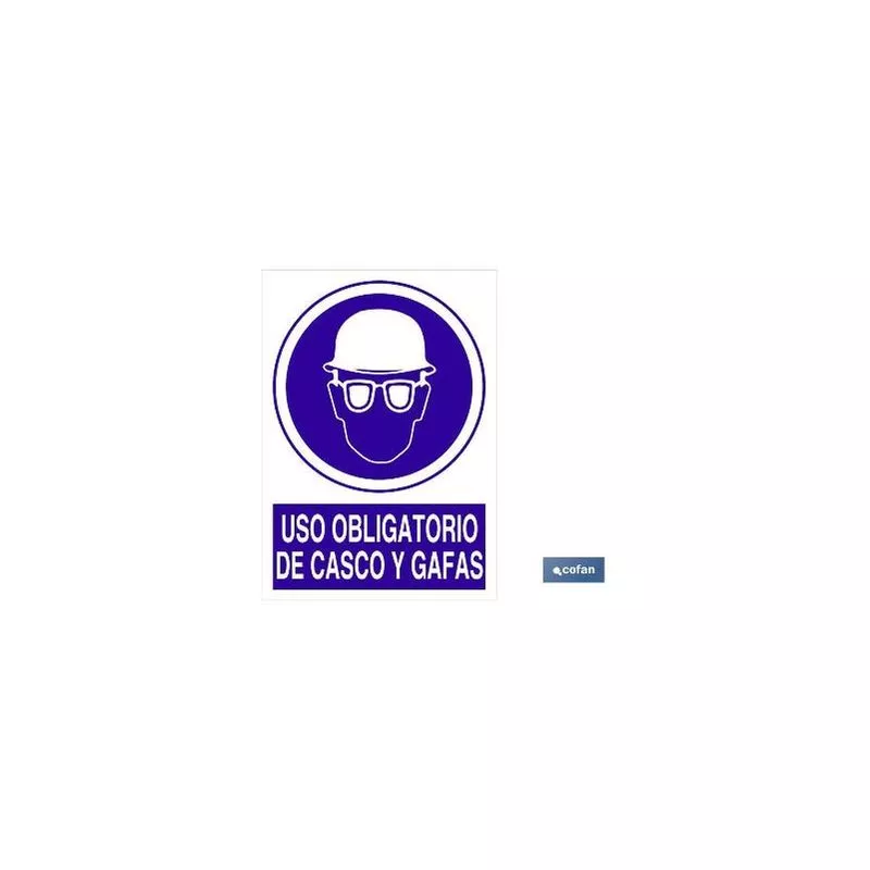 Cofan - Plimpo Señal Poliestireno 1,5Mm 297X210 Uso Obligatorio De Casco Y Gafas En Oferta Cofan - Plimpo Señal Poliestireno 1