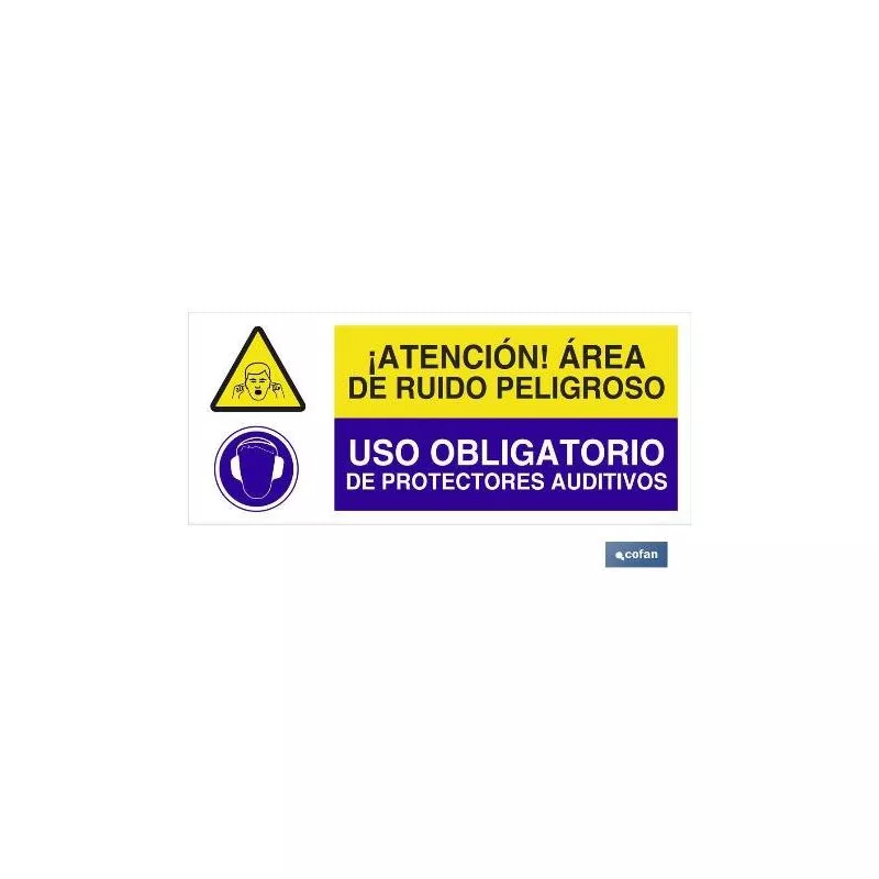Cofan - Plimpo Señal Poliestireno 1,5Mm 507X210 Combinada Peligro/Obligación En Oferta Cofan - Plimpo Señal Poliestireno 1