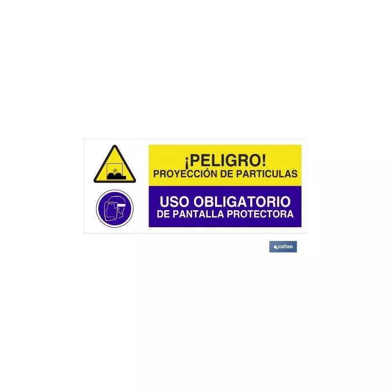 Cofan - Plimpo Señal Poliestireno 1,5Mm 507X210 Combinada Peligro/Obligación En Oferta Cofan - Plimpo Señal Poliestireno 1