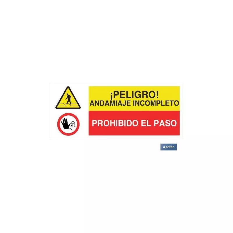 Cofan - Plimpo Señal Poliestireno 1,5Mm 507X210 Combinada Peligro/Prohibición En Oferta Cofan - Plimpo Señal Poliestireno 1