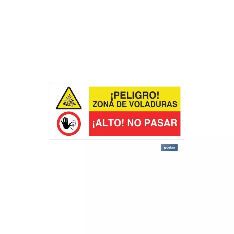 Cofan - Plimpo Señal Poliestireno 1,5Mm 507X210 Combinada Peligro/Prohibición En Oferta Cofan - Plimpo Señal Poliestireno 1