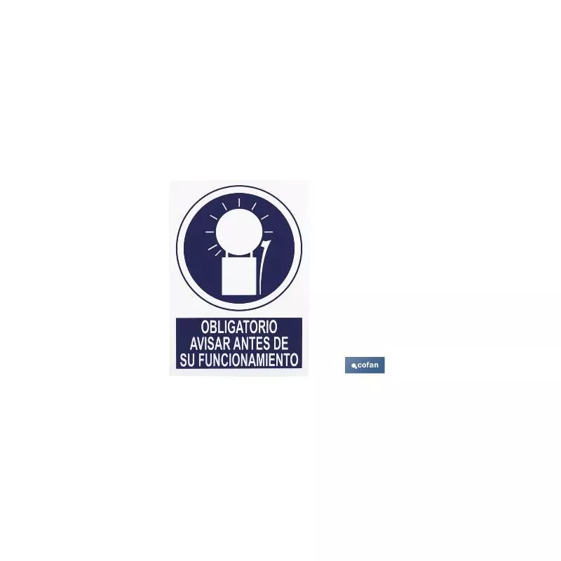 Cofan - Plimpo Señal Poliestireno 420X297Mm Obligatorio Avisar Antes De Funcionamiento En Oferta Cofan - Plimpo Señal Poliestireno 420X297Mm Obligatorio Avisar Antes De Funcionamiento Barato