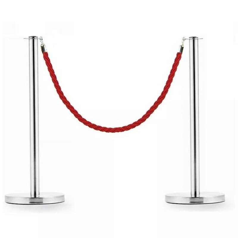 Dos Postes Separadores De Inoxidable Con Cordón De 2,5 M. Y Cabezal Plano En Oferta Dos Postes Separadores De Inoxidable Con Cordón De 2