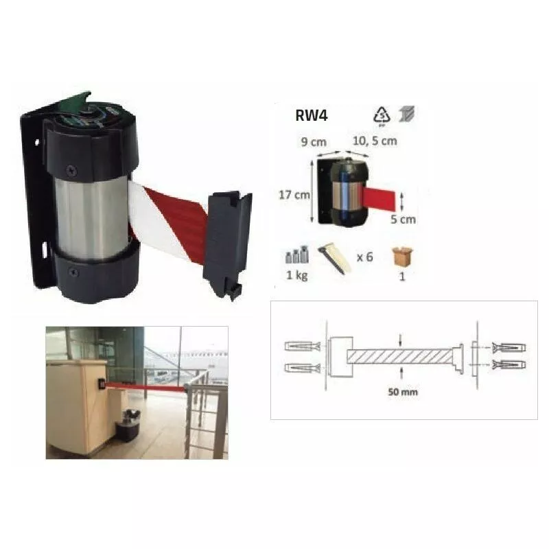 Enrollador Mural Color Cinta Rojo/Blanco Metalworks Rw40Rb En Oferta Enrollador Mural Color Cinta Rojo/Blanco Metalworks Rw40Rb Barato