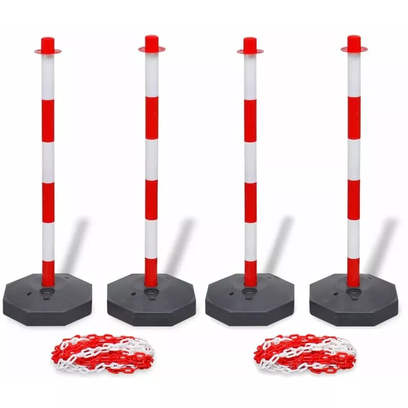 Juego De 4 Postes De Barrera Cadena De Plástico 10 M Cada Una En Oferta Juego De 4 Postes De Barrera Cadena De Plástico 10 M Cada Una Barato