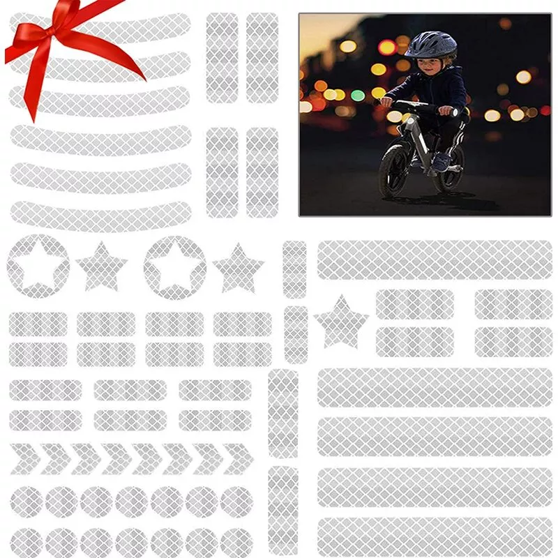 Juego De Películas Reflectantes Autoadhesivas Reflectantes De 42 Piezas Para Marcar De Seguridad Cochecitos, Bicicletas, Cascos Con Pegatinas En Oferta Juego De Películas Reflectantes Autoadhesivas Reflectantes De 42 Piezas Para Marcar De Seguridad Cochecitos