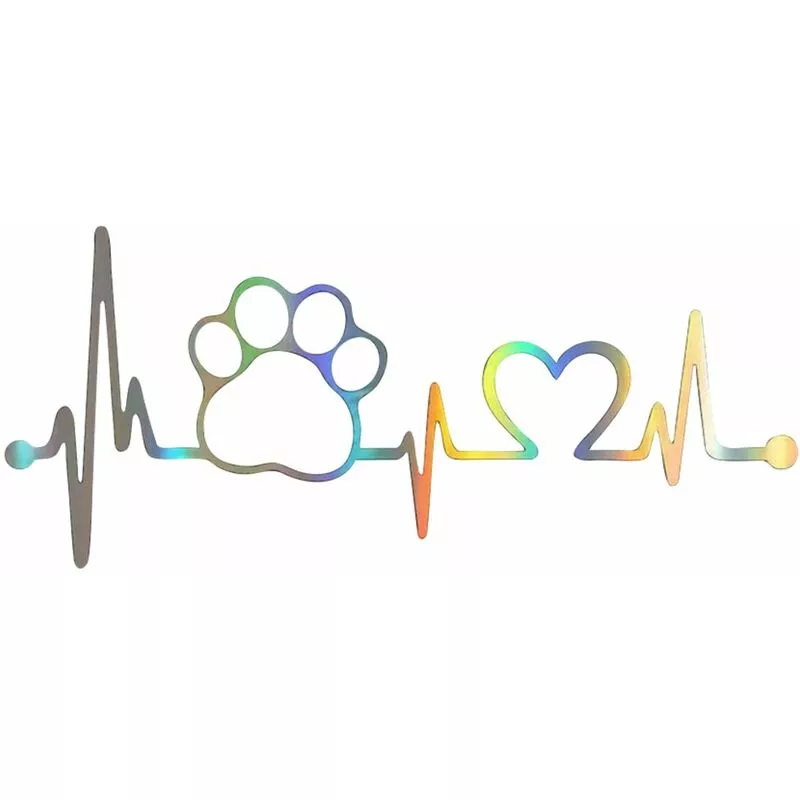 Lindas pegatinas de coche Funnny Heartbeat Cat Paw Print Dog Paw Print Creative Footprint Stickers Panda Laser Stickers barato