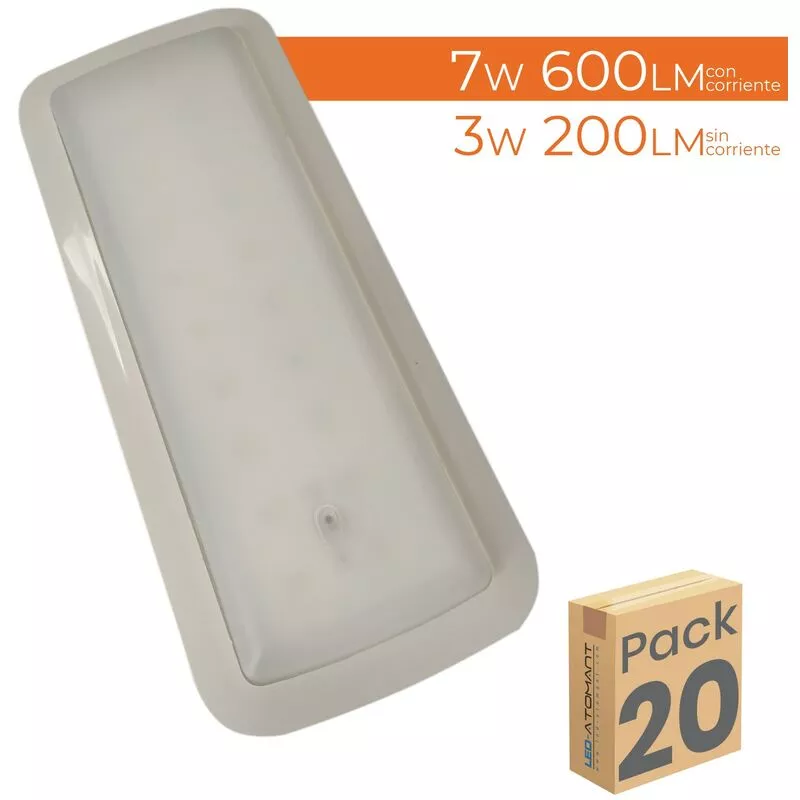 Luz De Emergencia Led 3W Con Función Permanente 7W. Empotrable O Superficie | Blanco Frío 6500K - Pack 20 Uds. En Oferta Luz De Emergencia Led 3W Con Función Permanente 7W. Empotrable O Superficie | Blanco Frío 6500K - Pack 20 Uds. Barato