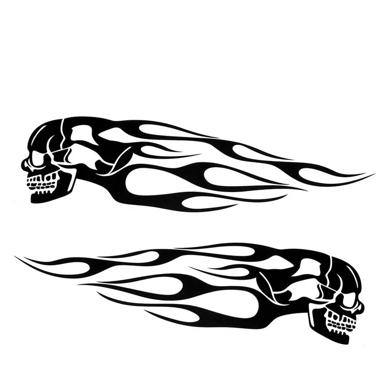 Par De Calcomanias Universales Para Motocicleta, Tanque De Gasoleo, Llamas, Calcomania Con Insignia De Calavera,Negro En Oferta Par De Calcomanias Universales Para Motocicleta