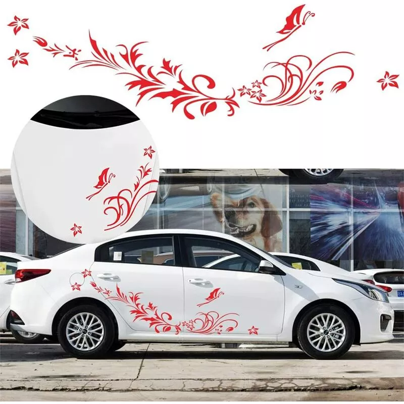 Pegatina Para Carrocería De Coche, 2 Uds., Flor De Libélula, Flor De Ratán, Autoadhesiva Lateral Para Camión, Calcomanía Gráfica De Vinilo En Oferta Pegatina Para Carrocería De Coche