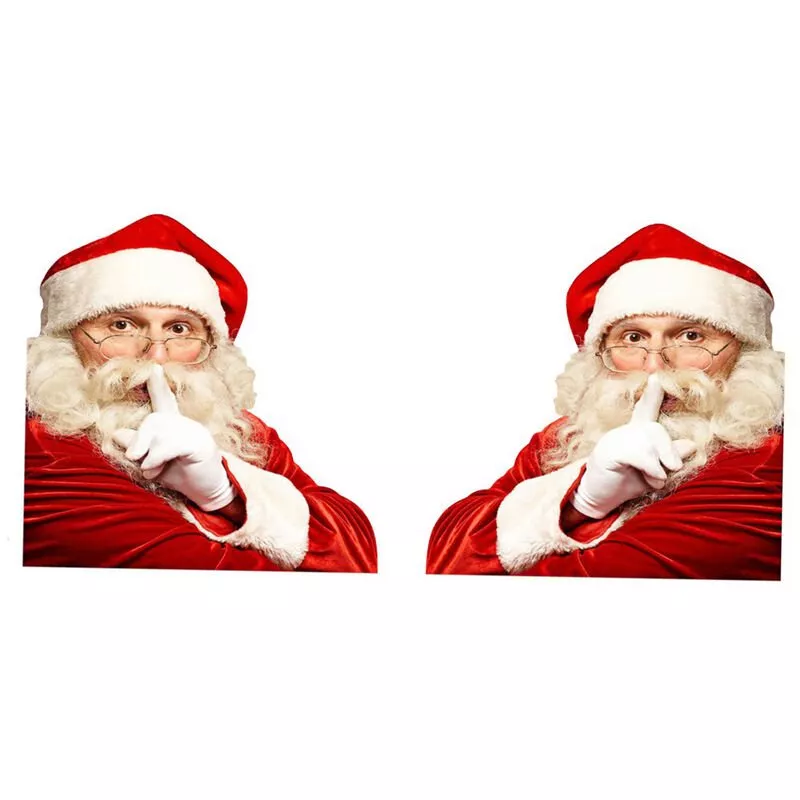 Pegatinas de ventana de coche 2PCS 3D Cartoon Santa Car Window Cover Auto Covers Etiqueta de coche realista Regalo de Navidad (izquierda y derecha) barato