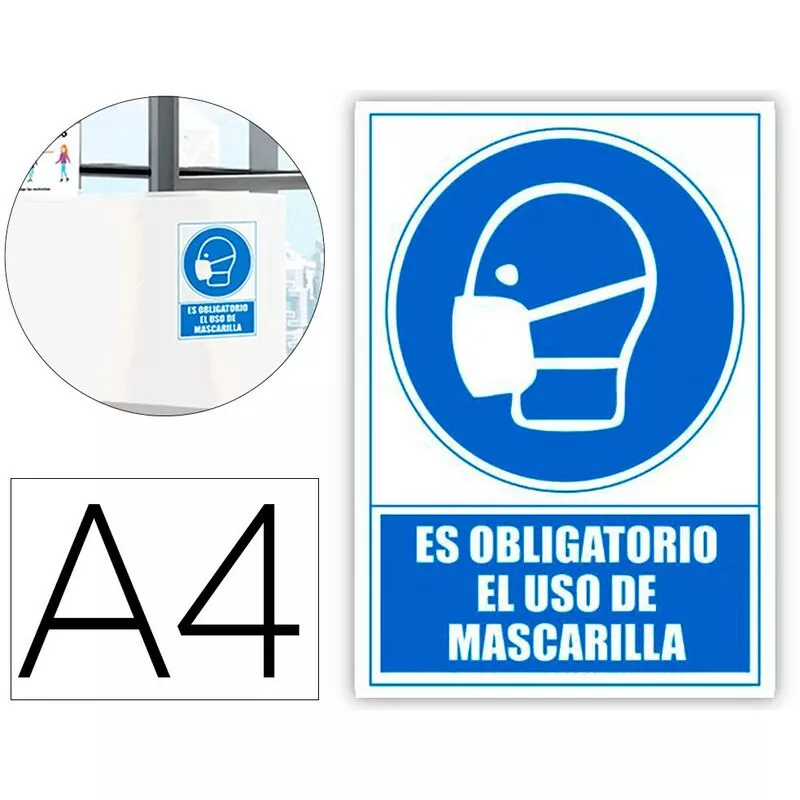 Pictograma archivo 2000 obligatorio el uso de mascarilla pvc color azul 210x297 mm barato