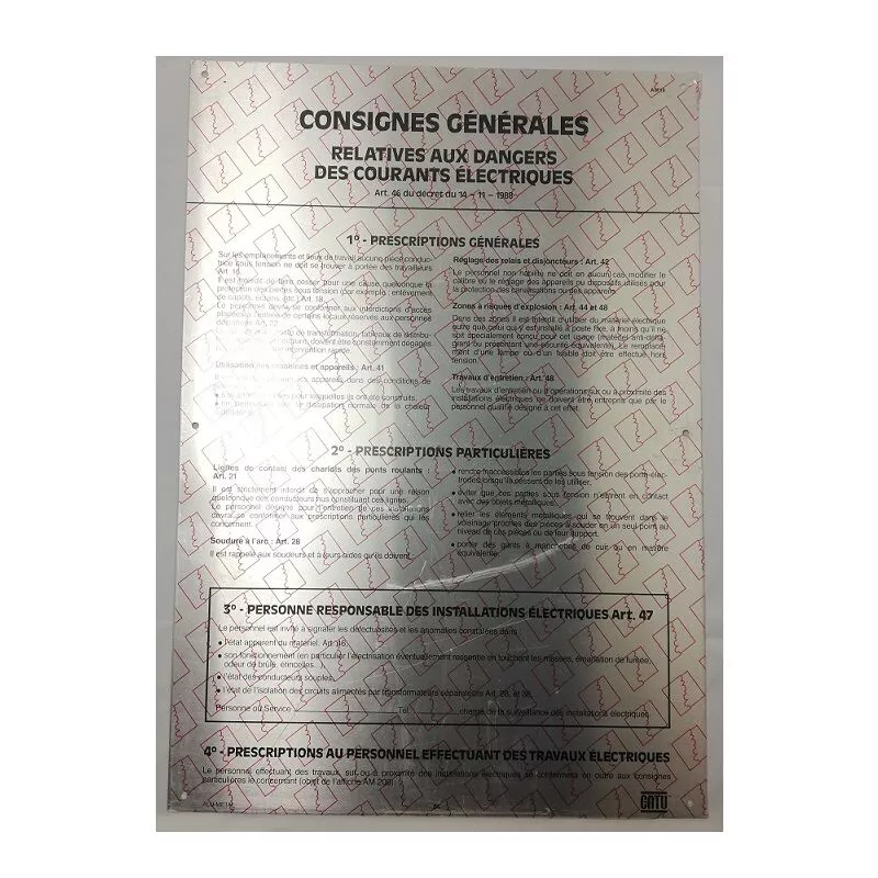 Placa Catu Am18 Muestra Instrucciones Generales De Seguridad Eléctrica En Oferta Placa Catu Am18 Muestra Instrucciones Generales De Seguridad Eléctrica Barato