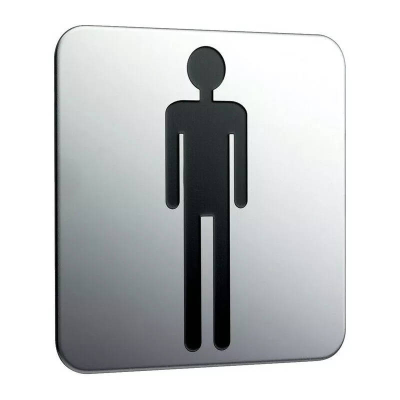 Placa De Puerta Para Pegar, Hombre Cromado - Emco En Oferta Placa De Puerta Para Pegar