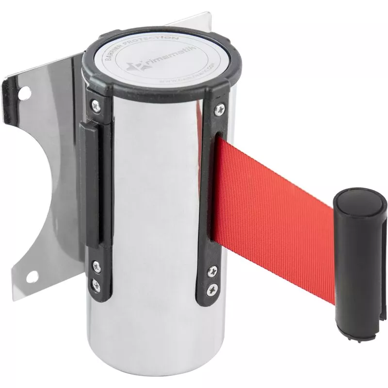 Primematik - Fijación De Pared En Acero Inoxidable Con 5 Metros De Cinta Retráctil Roja En Oferta Primematik - Fijación De Pared En Acero Inoxidable Con 5 Metros De Cinta Retráctil Roja Barato