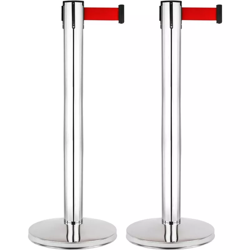 Primematik - Poste Separador 2 Unidades En Acero Inoxidable Con Cinta Extensible De 2 M 320 X 63 X 910 Mm En Oferta Primematik - Poste Separador 2 Unidades En Acero Inoxidable Con Cinta Extensible De 2 M 320 X 63 X 910 Mm Barato