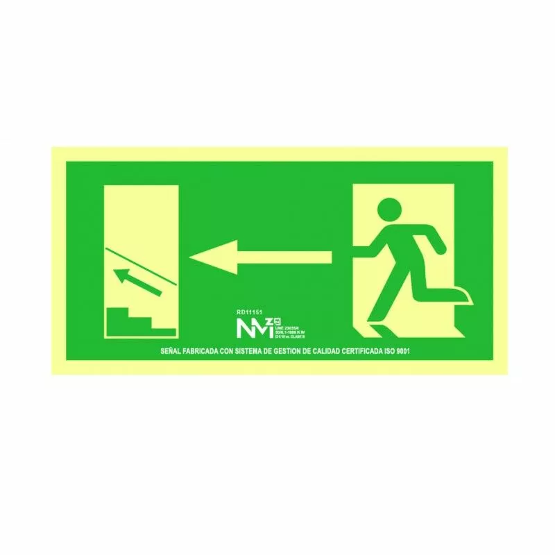 Señal Evacuación Escalera Arriba Izquierda Pvc 0,7Mm Clase B 32X16Cm B11151 Normaluz En Oferta Señal Evacuación Escalera Arriba Izquierda Pvc 0