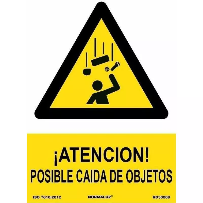 Señal ¡Atención! Posible Caída de Objetos Con Tintas UV | 200 x 300 mm - ADHESIVOS DE VINILO barato