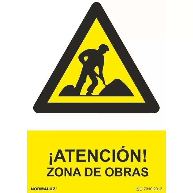 Señal ¡Atención! Zona de Obras Con Tintas UV | ADHESIVOS DE VINILO - 150 x 200 mm barato