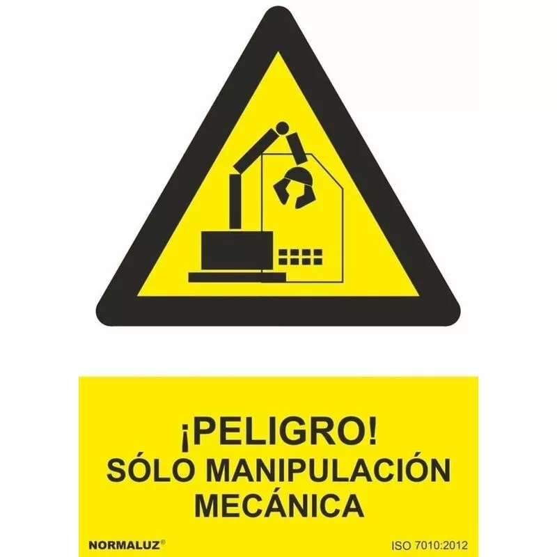 Señal ¡Peligro! Solo Manipulación Mecánica Con Tintas UV | ADHESIVOS DE VINILO - 100 x 150 mm barato