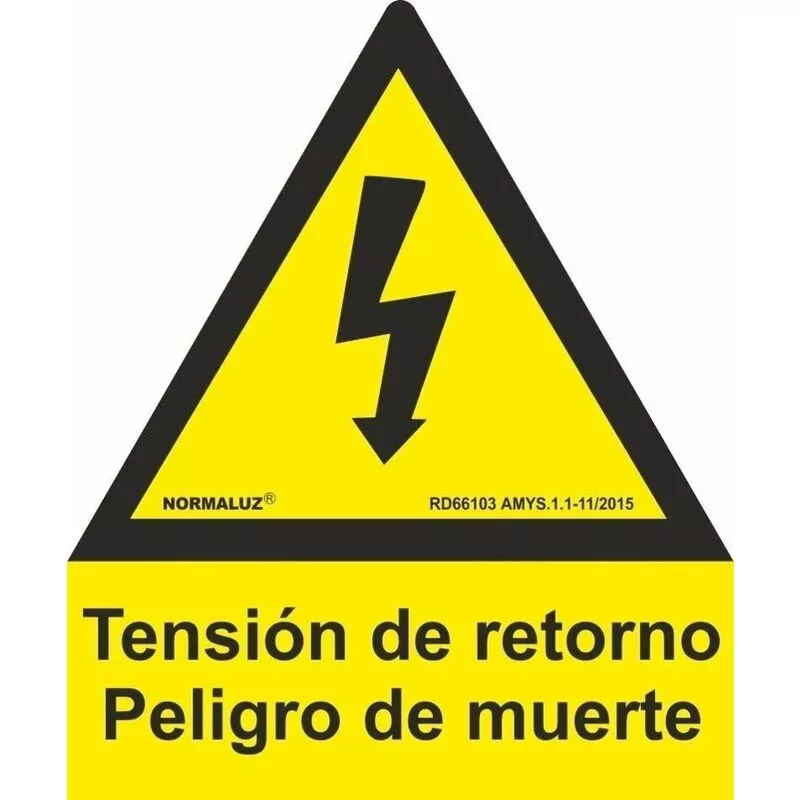 Señal Eléctrica Pentágono Tensión De Retorno Peligro De Muerte | Lado 105 Mm - Aluminio 0'8 Mm En Oferta Señal Eléctrica Pentágono Tensión De Retorno Peligro De Muerte | Lado 105 Mm - Aluminio 0'8 Mm Barato