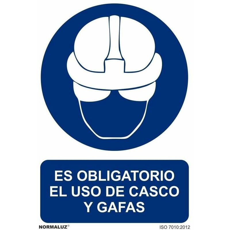 Señal Es Obligatorio El Uso De Casco Y Gafas Con Tintas Uv | 210 X 300 Mm - Aluminio 0'5 Mm Barato
