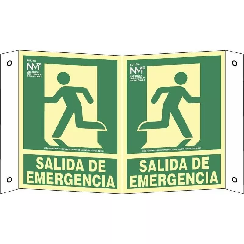 Señal Salida De Emergencia Panorámica Luminiscente Pvc 0,7Mm Clase B 224X224Mm En Oferta Señal Salida De Emergencia Panorámica Luminiscente Pvc 0