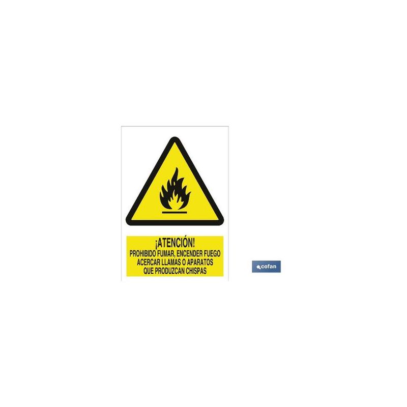 Señal Advertencia Pictorama Y Texto - No Encender Fuego-Llamas-Chispas | Poliestireno - 297X210 Mm Barato