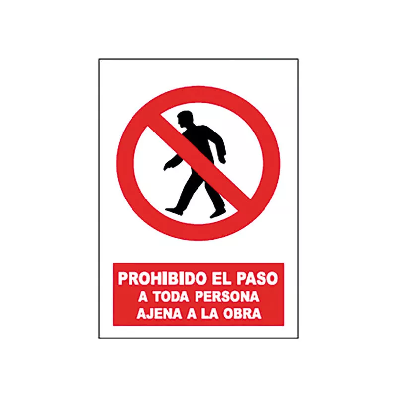 Señal prohibida paso persona ajena a la obra SP851 400x300MM JG Señalización barato