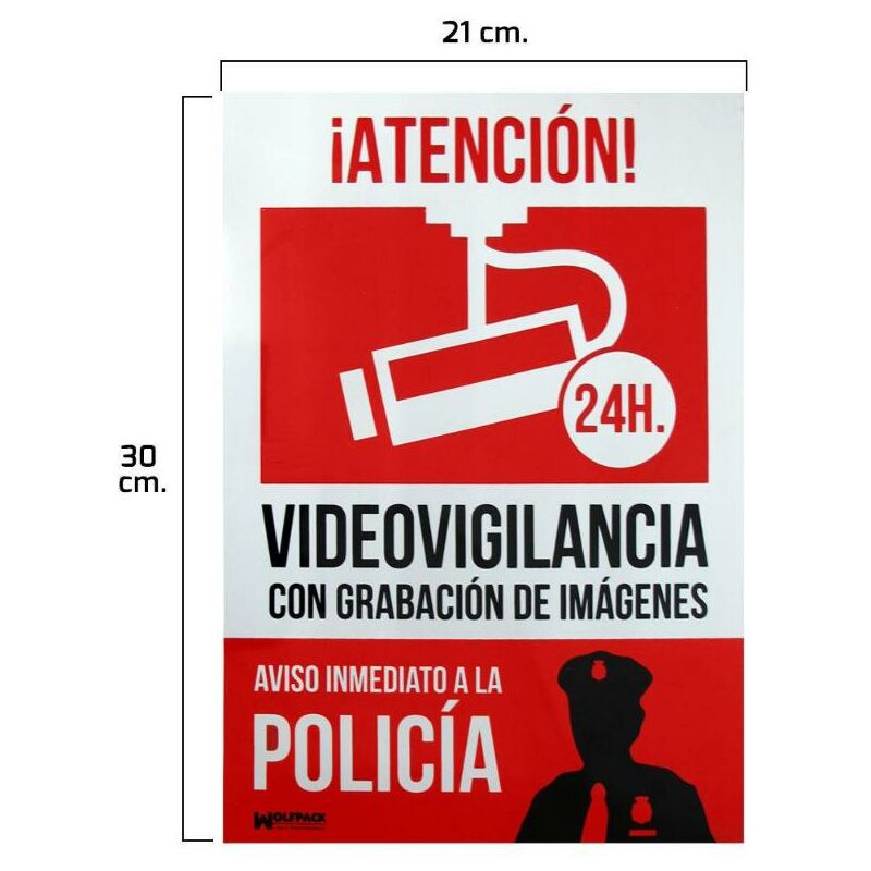 Wolfpack Linea Profesional - Cartel Alarma Conectada Aviso A Policia 30X21 Barato