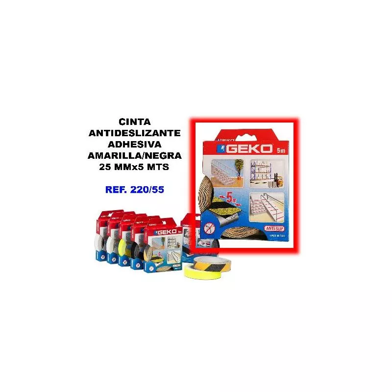 cinta antideslizante adhesiva 25mmx 5mt.amarilla-negra 220-55 - Mibricotienda barato